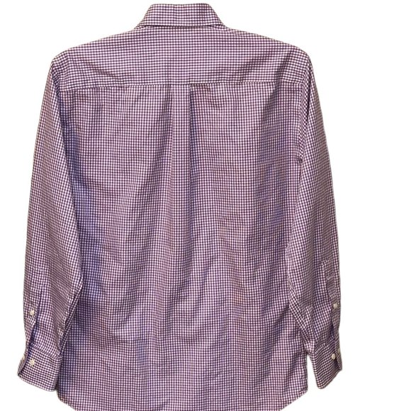 Peter Millar Nanoluxe Easycare Long Sleeve CottonPurple Plaid Dress Shirt Medium - Picture 3 of 7